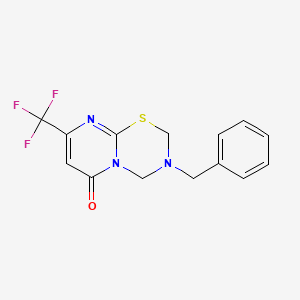 molecular formula C14H12F3N3OS B2756675 3-苄基-8-(三氟甲基)-3,4-二氢-2H,6H-嘧啶并[2,1-b][1,3,5]噻二嗪-6-酮 CAS No. 1426894-90-7