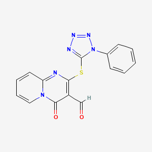 4-Oxo-2-(1-phenyl-1H-tetrazol-5-ylsulfanyl)-4H-pyrido[1,2-a]pyrimidine-3-carbaldehyde