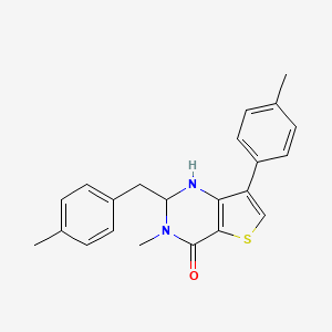 molecular formula C22H22N2OS B2756686 3-methyl-2-(4-methylbenzyl)-7-(4-methylphenyl)-2,3-dihydrothieno[3,2-d]pyrimidin-4(1H)-one CAS No. 1982159-05-6