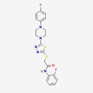 molecular formula C20H19F2N5OS2 B2756688 N-(2-氟苯基)-2-((5-(4-(4-氟苯基)哌嗪-1-基)-1,3,4-噻二唑-2-基)硫代)乙酰胺 CAS No. 1105221-59-7