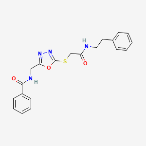 molecular formula C20H20N4O3S B2756702 N-((5-((2-氧代-2-(苯乙基氨基)乙基)硫代)-1,3,4-噻二唑-2-基)甲基)苯甲酰胺 CAS No. 872613-56-4