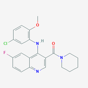 (4-((5-Chloro-2-methoxyphenyl)amino)-6-fluoroquinolin-3-yl)(piperidin-1-yl)methanone