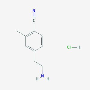 molecular formula C10H13ClN2 B2756709 4-(2-Aminoethyl)-2-methylbenzonitrile;hydrochloride CAS No. 1895092-44-0