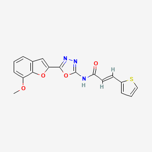 molecular formula C18H13N3O4S B2756712 (E)-N-(5-(7-methoxybenzofuran-2-yl)-1,3,4-oxadiazol-2-yl)-3-(thiophen-2-yl)acrylamide CAS No. 941911-74-6