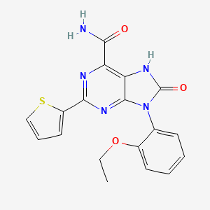 molecular formula C18H15N5O3S B2756730 9-(2-ethoxyphenyl)-8-oxo-2-(thiophen-2-yl)-8,9-dihydro-7H-purine-6-carboxamide CAS No. 899742-42-8