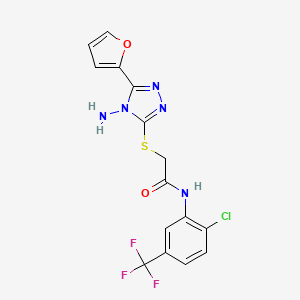 molecular formula C15H11ClF3N5O2S B2756734 2-((4-amino-5-(furan-2-yl)-4H-1,2,4-triazol-3-yl)thio)-N-(2-chloro-5-(trifluoromethyl)phenyl)acetamide CAS No. 680208-96-2