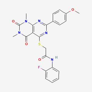 N-(2-fluorophenyl)-2-((2-(4-methoxyphenyl)-6,8-dimethyl-5,7-dioxo-5,6,7,8-tetrahydropyrimido[4,5-d]pyrimidin-4-yl)thio)acetamide