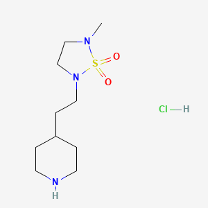 molecular formula C10H22ClN3O2S B2756739 2-Methyl-5-[2-(piperidin-4-yl)ethyl]-1$l^{6},2,5-thiadiazolidine-1,1-dione hydrochloride CAS No. 1780020-81-6