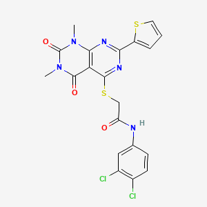 N-(3,4-dichlorophenyl)-2-((6,8-dimethyl-5,7-dioxo-2-(thiophen-2-yl)-5,6,7,8-tetrahydropyrimido[4,5-d]pyrimidin-4-yl)thio)acetamide