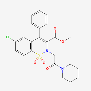 molecular formula C23H23ClN2O5S B2756760 methyl 6-chloro-2-(2-oxo-2-(piperidin-1-yl)ethyl)-4-phenyl-2H-benzo[e][1,2]thiazine-3-carboxylate 1,1-dioxide CAS No. 1114651-39-6