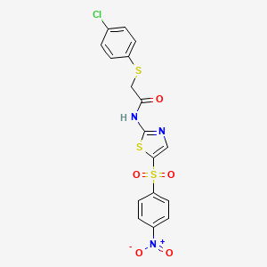 2-(4-chlorophenyl)sulfanyl-N-[5-(4-nitrophenyl)sulfonyl-1,3-thiazol-2-yl]acetamide
