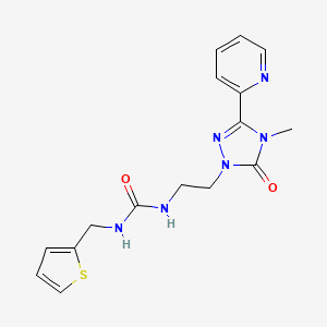 molecular formula C16H18N6O2S B2756785 1-(2-(4-methyl-5-oxo-3-(pyridin-2-yl)-4,5-dihydro-1H-1,2,4-triazol-1-yl)ethyl)-3-(thiophen-2-ylmethyl)urea CAS No. 1210656-47-5