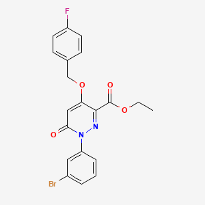 molecular formula C20H16BrFN2O4 B2756786 Ethyl 1-(3-bromophenyl)-4-((4-fluorobenzyl)oxy)-6-oxo-1,6-dihydropyridazine-3-carboxylate CAS No. 899960-03-3