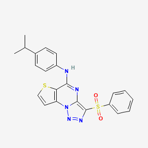 molecular formula C22H19N5O2S2 B2756789 N-(4-异丙基苯基)-3-(苯基磺酰基)噻吩[2,3-e][1,2,3]三唑并[1,5-a]嘧啶-5-胺 CAS No. 892731-63-4