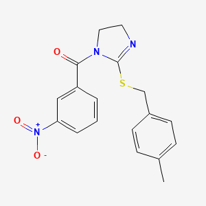 molecular formula C18H17N3O3S B2756793 (2-((4-methylbenzyl)thio)-4,5-dihydro-1H-imidazol-1-yl)(3-nitrophenyl)methanone CAS No. 851805-16-8
