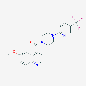 molecular formula C21H19F3N4O2 B2756797 6-Methoxy-4-{4-[5-(trifluoromethyl)pyridin-2-yl]piperazine-1-carbonyl}quinoline CAS No. 2415510-07-3
