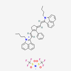 2-butyl-3-[(E)-2-[(3E)-3-{2-[(3E)-2-butyl-2-azatricyclo[6.3.1.0^{4,12}]dodeca-1(12),4,6,8,10-pentaen-3-ylidene]ethylidene}-2-phenylcyclopent-1-en-1-yl]ethenyl]-2-azatricyclo[6.3.1.0^{4,12}]dodeca-1(11),2,4(12),5,7,9-hexaen-2-ium; trifluoro[(trifluorometha