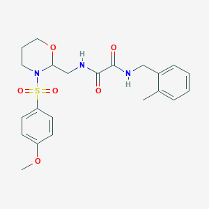 molecular formula C22H27N3O6S B2756816 N1-((3-((4-甲氧基苯基)磺酰)-1,3-氧代氮杂环己烷-2-基)甲基)-N2-(2-甲基苯甲基)草酰胺 CAS No. 872880-92-7