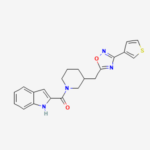 molecular formula C21H20N4O2S B2756818 (1H-indol-2-yl)(3-((3-(thiophen-3-yl)-1,2,4-oxadiazol-5-yl)methyl)piperidin-1-yl)methanone CAS No. 1704650-25-8