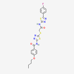 4-butoxy-N-(5-((2-((5-(4-fluorophenyl)-1,3,4-thiadiazol-2-yl)amino)-2-oxoethyl)thio)-1,3,4-thiadiazol-2-yl)benzamide