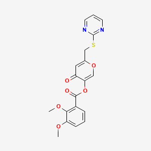 molecular formula C19H16N2O6S B2756821 [4-Oxo-6-(pyrimidin-2-ylsulfanylmethyl)pyran-3-yl] 2,3-dimethoxybenzoate CAS No. 877635-78-4