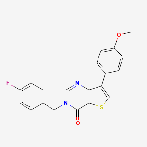 molecular formula C20H15FN2O2S B2756822 3-(4-fluorobenzyl)-7-(4-methoxyphenyl)thieno[3,2-d]pyrimidin-4(3H)-one CAS No. 1105238-34-3