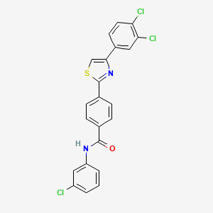 molecular formula C22H13Cl3N2OS B2756828 N-(3-氯苯基)-4-[4-(3,4-二氯苯基)-1,3-噻嗪-2-基]苯甲酰胺 CAS No. 338408-24-5