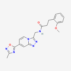 molecular formula C20H20N6O3 B2756845 3-(2-methoxyphenyl)-N-((7-(3-methyl-1,2,4-oxadiazol-5-yl)-[1,2,4]triazolo[4,3-a]pyridin-3-yl)methyl)propanamide CAS No. 2034414-43-0