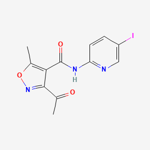 molecular formula C12H10IN3O3 B2756846 3-乙酰基-N-(5-碘吡啶-2-基)-5-甲基-1,2-噁唑-4-甲酰胺 CAS No. 339018-07-4