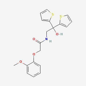 molecular formula C19H19NO4S2 B2756849 N-(2-hydroxy-2,2-di(thiophen-2-yl)ethyl)-2-(2-methoxyphenoxy)acetamide CAS No. 2034589-48-3
