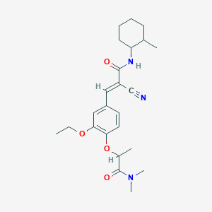 (E)-2-Cyano-3-[4-[1-(dimethylamino)-1-oxopropan-2-yl]oxy-3-ethoxyphenyl]-N-(2-methylcyclohexyl)prop-2-enamide