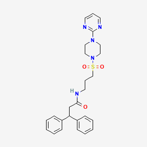 molecular formula C26H31N5O3S B2756857 3,3-二苯基-N-(3-((4-(嘧啶-2-基)哌嗪-1-基)磺酰基)丙基)丙酰胺 CAS No. 1021221-71-5