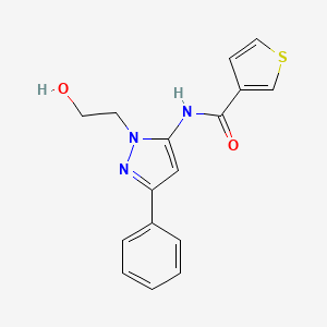 molecular formula C16H15N3O2S B2756864 N-(1-(2-hydroxyethyl)-3-phenyl-1H-pyrazol-5-yl)thiophene-3-carboxamide CAS No. 1226440-61-4