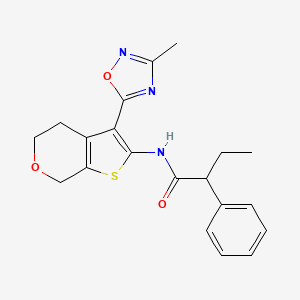 molecular formula C20H21N3O3S B2756865 N-(3-(3-methyl-1,2,4-oxadiazol-5-yl)-5,7-dihydro-4H-thieno[2,3-c]pyran-2-yl)-2-phenylbutanamide CAS No. 2034244-95-4