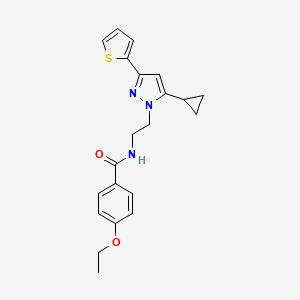 molecular formula C21H23N3O2S B2756871 N-(2-(5-cyclopropyl-3-(thiophen-2-yl)-1H-pyrazol-1-yl)ethyl)-4-ethoxybenzamide CAS No. 1797716-16-5