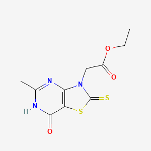 molecular formula C10H11N3O3S2 B2756877 ethyl (5-methyl-7-oxo-2-thioxo-6,7-dihydro[1,3]thiazolo[4,5-d]pyrimidin-3(2H)-yl)acetate CAS No. 1986427-60-4