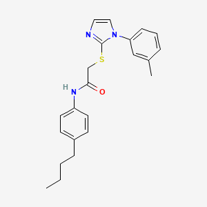 molecular formula C22H25N3OS B2756879 N-(4-丁基苯基)-2-((1-(间甲苯)-1H-咪唑-2-基)硫)乙酰胺 CAS No. 851131-22-1