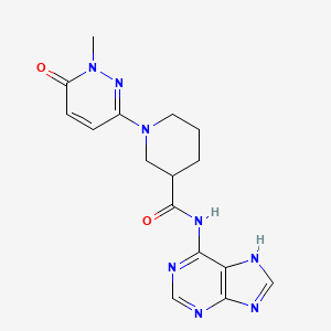 molecular formula C16H18N8O2 B2756880 1-(1-methyl-6-oxo-1,6-dihydropyridazin-3-yl)-N-(9H-purin-6-yl)piperidine-3-carboxamide CAS No. 1396687-13-0