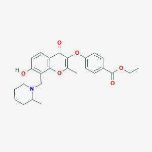 molecular formula C26H29NO6 B2756882 乙酸-4-({7-羟基-2-甲基-8-[(2-甲基哌啶-1-基)甲基]-4-氧代-4H-香豆素-3-基)氧基}苯酸酯 CAS No. 847040-26-0