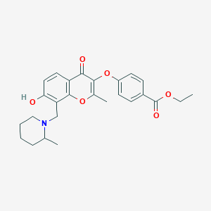 ethyl 4-({7-hydroxy-2-methyl-8-[(2-methylpiperidin-1-yl)methyl]-4-oxo-4H-chromen-3-yl}oxy)benzoate