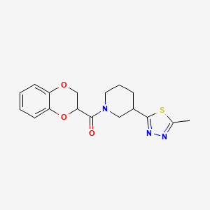 molecular formula C17H19N3O3S B2756885 (2,3-二氢苯并[b][1,4]二噁英-2-基)(3-(5-甲基-1,3,4-噻二唑-2-基)哌啶-1-基)甲酮 CAS No. 1226434-47-4