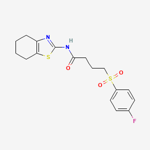 molecular formula C17H19FN2O3S2 B2756889 4-((4-fluorophenyl)sulfonyl)-N-(4,5,6,7-tetrahydrobenzo[d]thiazol-2-yl)butanamide CAS No. 941950-68-1