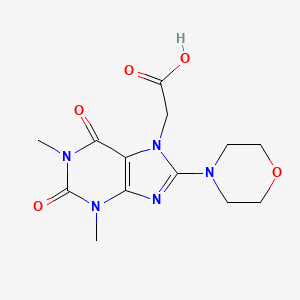 molecular formula C13H17N5O5 B2756892 2-(1,3-二甲基-8-吗啉基-2,6-二氧杂-2,3-二氢-1H-嘌呤-7(6H)-基)乙酸 CAS No. 1021099-33-1