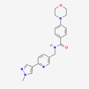 molecular formula C21H23N5O2 B2756902 N-((6-(1-methyl-1H-pyrazol-4-yl)pyridin-3-yl)methyl)-4-morpholinobenzamide CAS No. 2034609-12-4