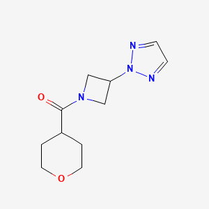 molecular formula C11H16N4O2 B2756914 (3-(2H-1,2,3-三唑-2-基)氮杂环丁烷-1-基)(四氢-2H-吡喃-4-基)甲酮 CAS No. 2309553-32-8