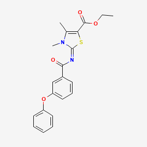 (Z)-ethyl 3,4-dimethyl-2-((3-phenoxybenzoyl)imino)-2,3-dihydrothiazole-5-carboxylate