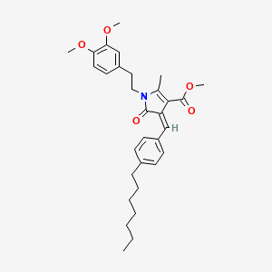 molecular formula C31H39NO5 B2756923 methyl (4Z)-1-[2-(3,4-dimethoxyphenyl)ethyl]-4-[(4-heptylphenyl)methylidene]-2-methyl-5-oxopyrrole-3-carboxylate CAS No. 691858-17-0
