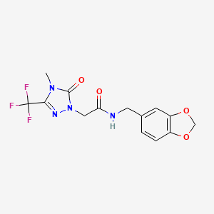 N-(benzo[d][1,3]dioxol-5-ylmethyl)-2-(4-methyl-5-oxo-3-(trifluoromethyl)-4,5-dihydro-1H-1,2,4-triazol-1-yl)acetamide