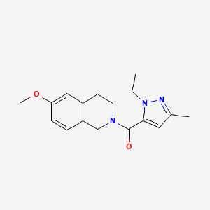 molecular formula C17H21N3O2 B2756926 (1-ethyl-3-methyl-1H-pyrazol-5-yl)(6-methoxy-3,4-dihydroisoquinolin-2(1H)-yl)methanone CAS No. 1209917-43-0