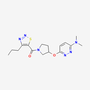 molecular formula C16H22N6O2S B2756932 (3-((6-(二甲基氨基)吡啶-3-基)氧基)吡咯啉-1-基)(4-丙基-1,2,3-噻二唑-5-基)甲酮 CAS No. 2034483-17-3